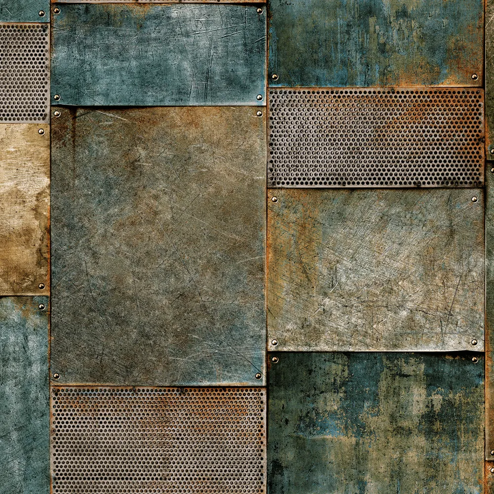 Teal Embossed Wallpaper – Rustic Aged (1215-1)